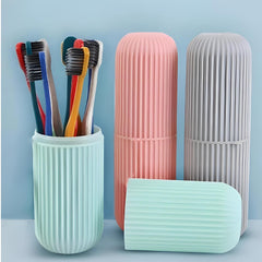 2Pc Capsule Shape Travel Toothpaste Case Plastic Toothbrush Holder  (Multicolor) 3